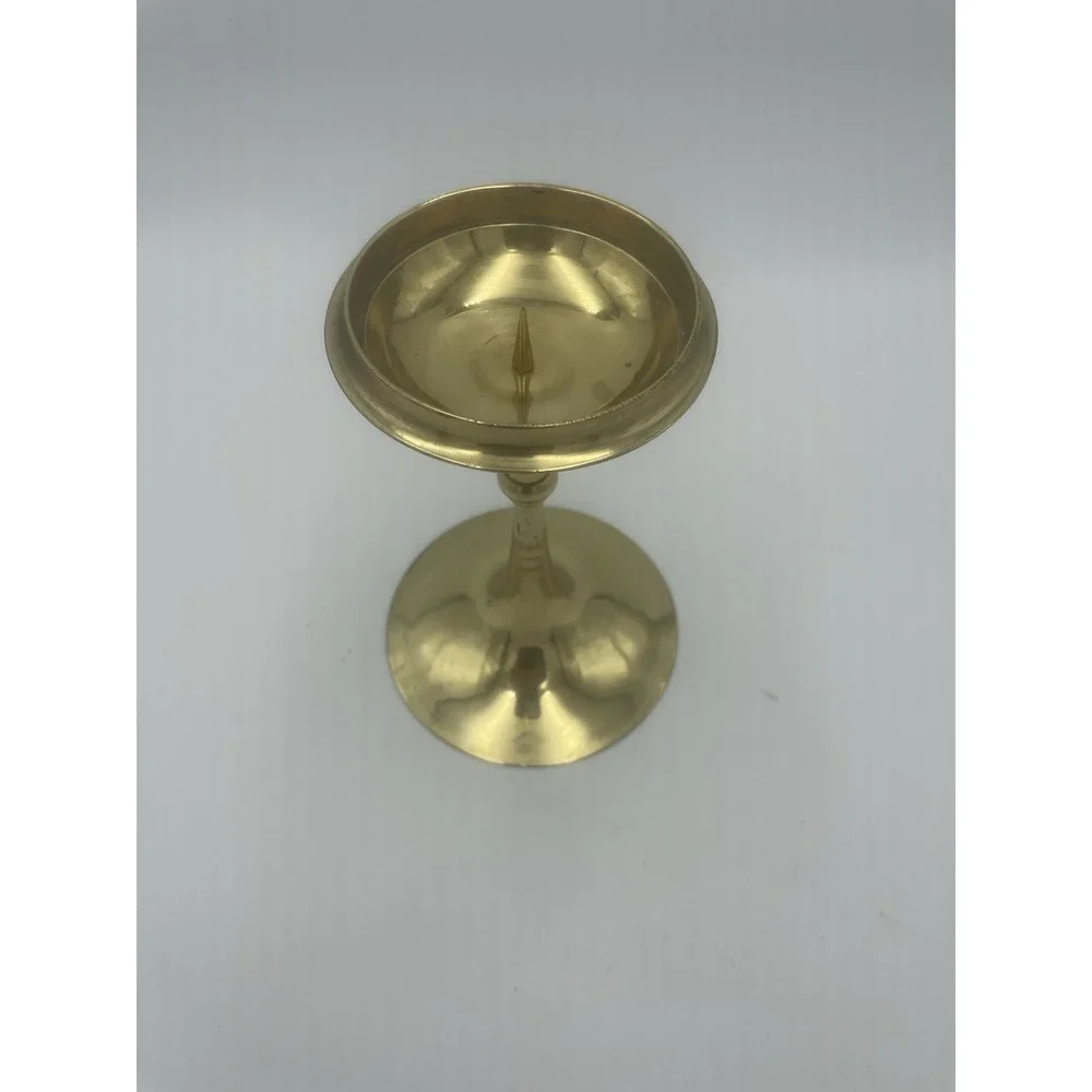 Vintage Brass Pillar Candle Holder Needle Top‎ 6